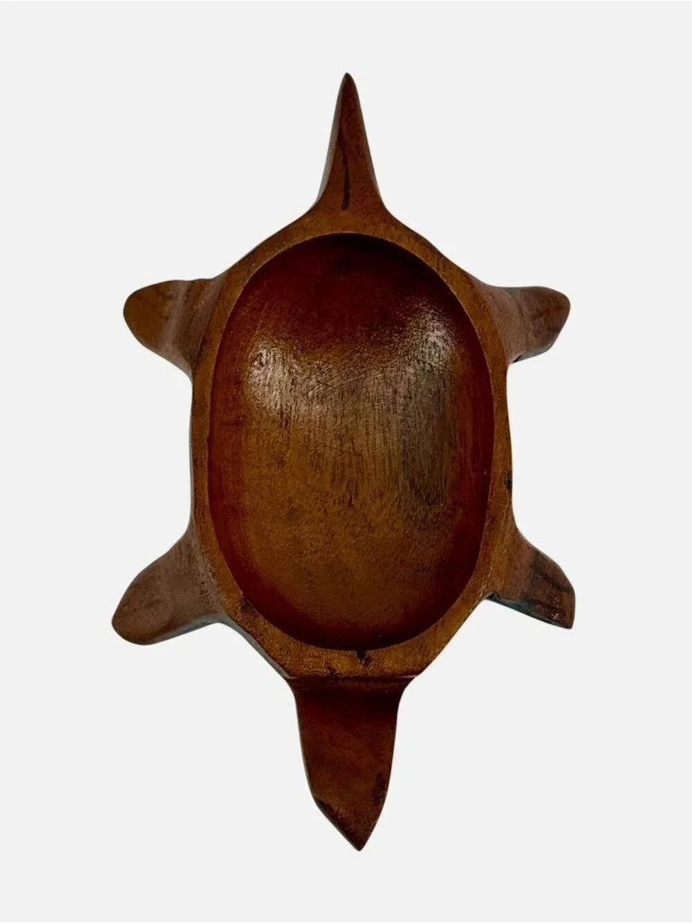 Turtle Tortoise Wooden Hand Carved w/Lid Jewelry Trinket Box 6.25